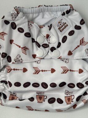 NEW Mama Koala Pocket Cloth Diaper OS Coffee Bean Love No Insert